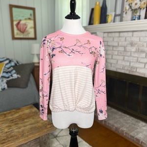 Eyeshadow striped floral tie knot long sleeve